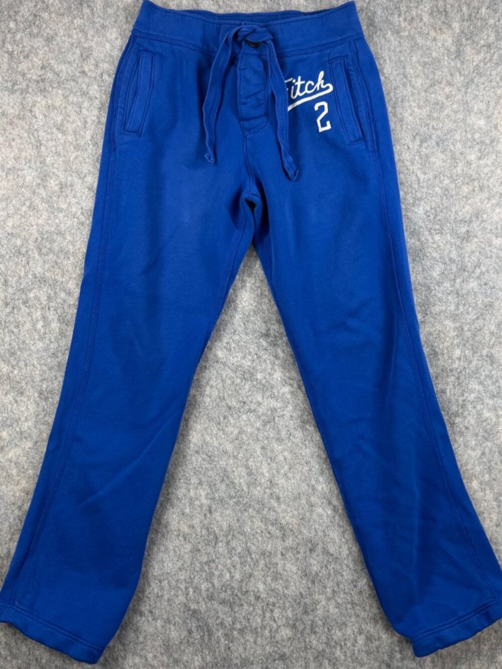 Abercrombie & Fitch Mens Sweatpants Blue Thick Button Fly Logo Sz S